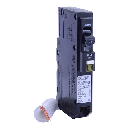 Square D Miniature Circuit Breaker, QO Series, 15A, 1 Pole, 120V AC, 10kA at 120V AC QO115CAFIC